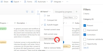 Click title of SharePoint view